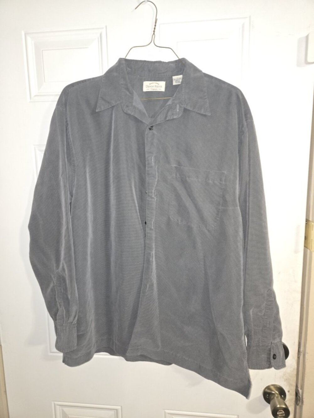 Denim Ridge Originals Shirt Mens Large Gray Long Sleeve Button Down Micro Check - Picture 1 of 5